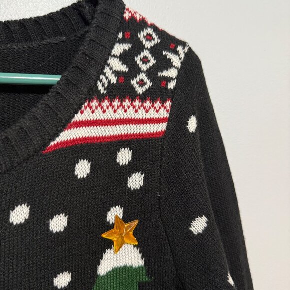 Xhilaration Womens Snowman & Tree Knit Sweater M/M Long Sleeve Christmas - Picture 4 of 7